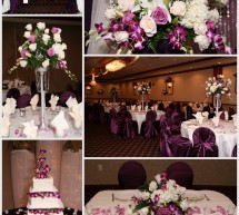 A Purple And White Wedding Reception