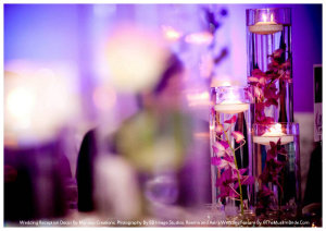 Centerpiece Horizontal Wedding Reception Decor By Mandap Creations. Photography By SB Image Studios. Reema and Asir's Wedding Feature By TheMuslimBride.Com