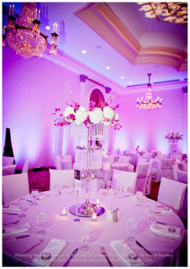 Floral Chandelier Centerpiece - Wedding Reception Decor By Mandap Creations. Photography By SB Image Studios. Reema and Asir's Wedding Feature By TheMuslimBride.Com