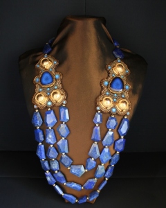 From Faria Siddiqui's Personal Collection. 3 strands of Lapis Nuggets, Swarovski Crystals & Miyuki Beads - Feature By TheMuslimBride.Com