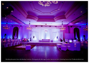 Stage Area From Front - Wedding Reception Decor By Mandap Creations. Photography By SB Image Studios. Reema and Asir's Wedding Feature By TheMuslimBride.Com