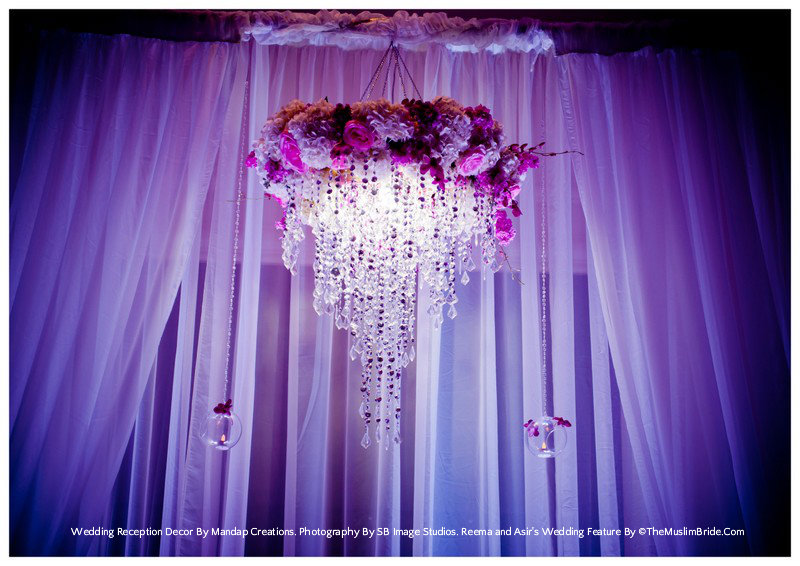 Stage Floral Chandelier - Wedding Reception Decor By Mandap Creations. Photography By SB Image Studios. Reema and Asir's Wedding Feature By TheMuslimBride.Com